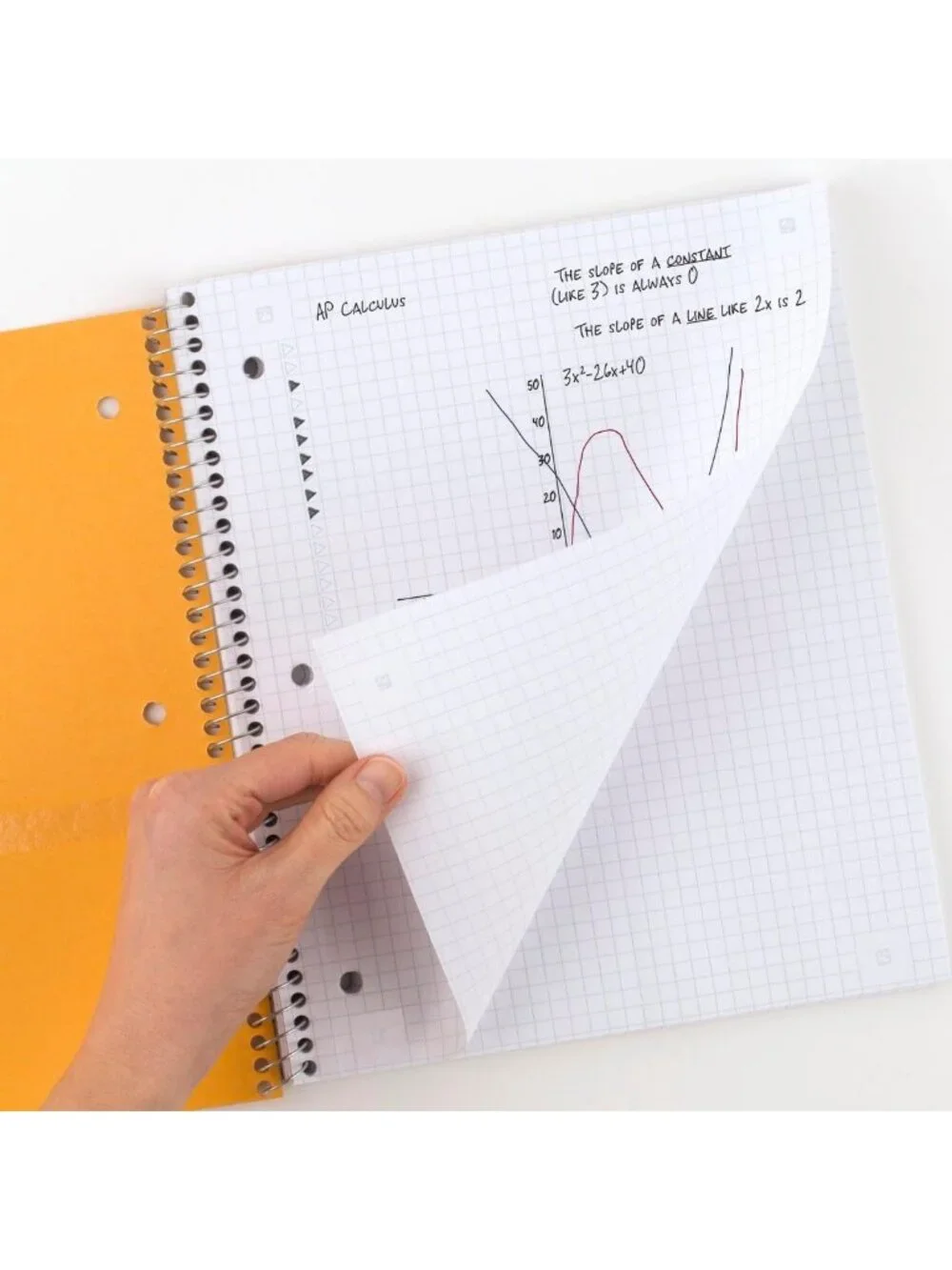 3 Subject College Ruled Spiral Notebook Set, 150 Sheets, Water Resistant Cover